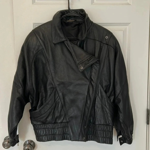 Fidelity Leather Bomber Jacket size 11/12 black - Picture 1 of 12